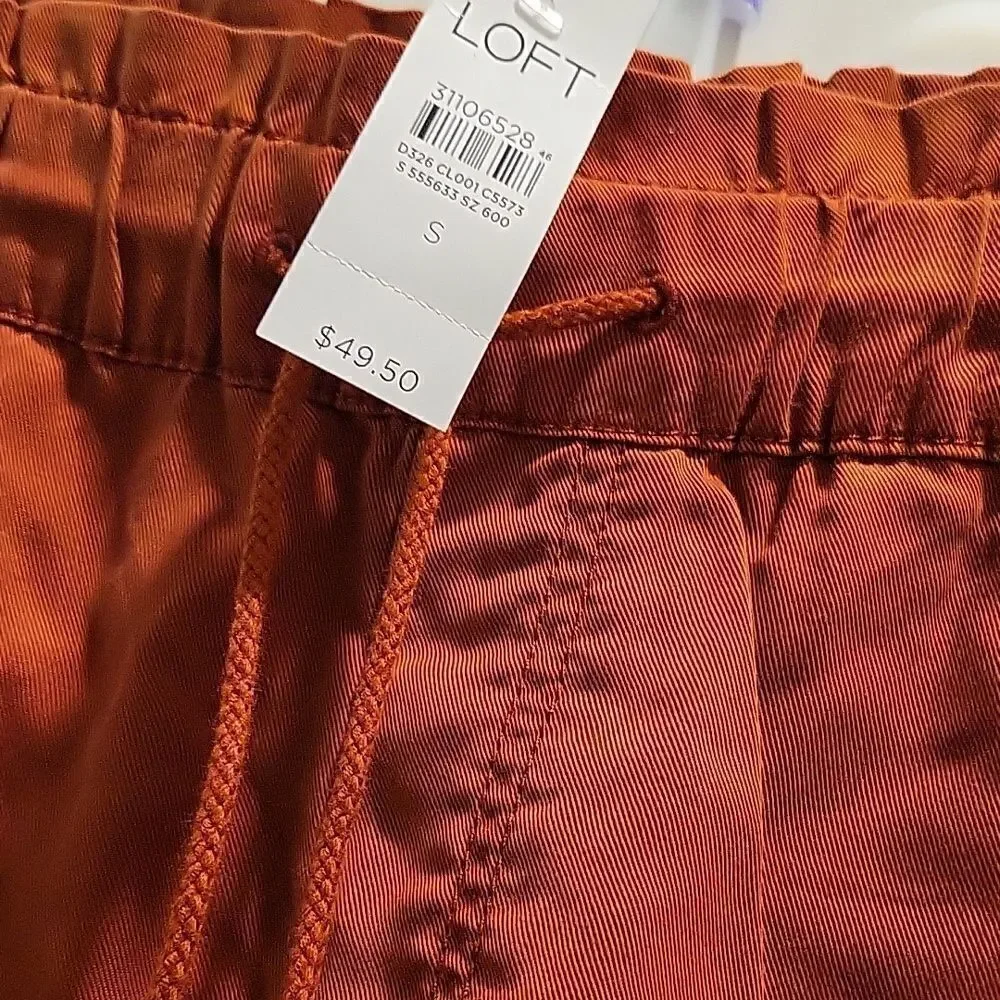 Ann Taylor Paperbag Elastic waist Lyocell Short Rust NWT Small